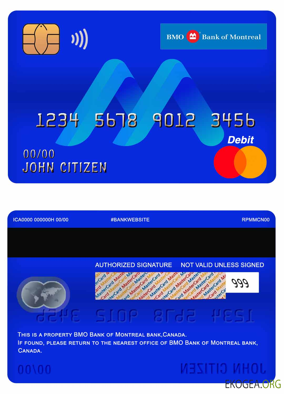 Canada Carte de débit principale BMO Banque de Montréal